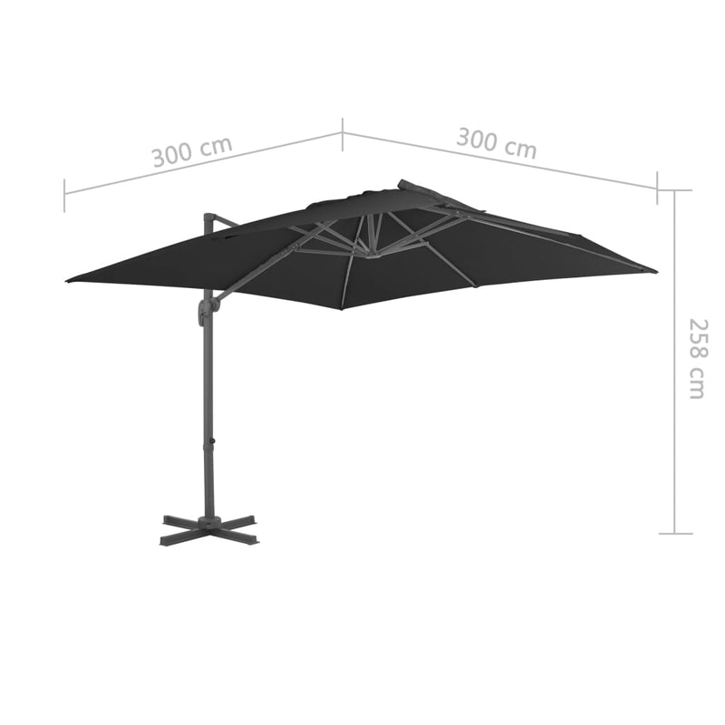 Cantilever Garden Parasol with Aluminium Pole 300x300 cm Anthracite