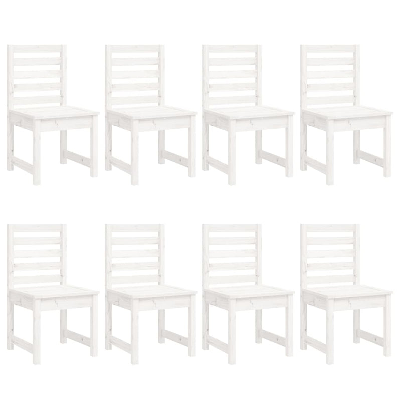 11 Piece Garden Dining Set White Solid Wood Pine