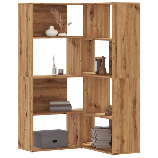 Corner Bookcase 4-Tier Artisian Oak 85x85x140 cm Engineered Wood