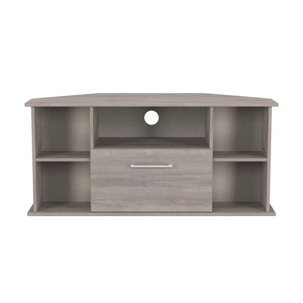 Worcester Corner Corner TV Unit Light Grey 5 Shelves 1 Drawer 110cm