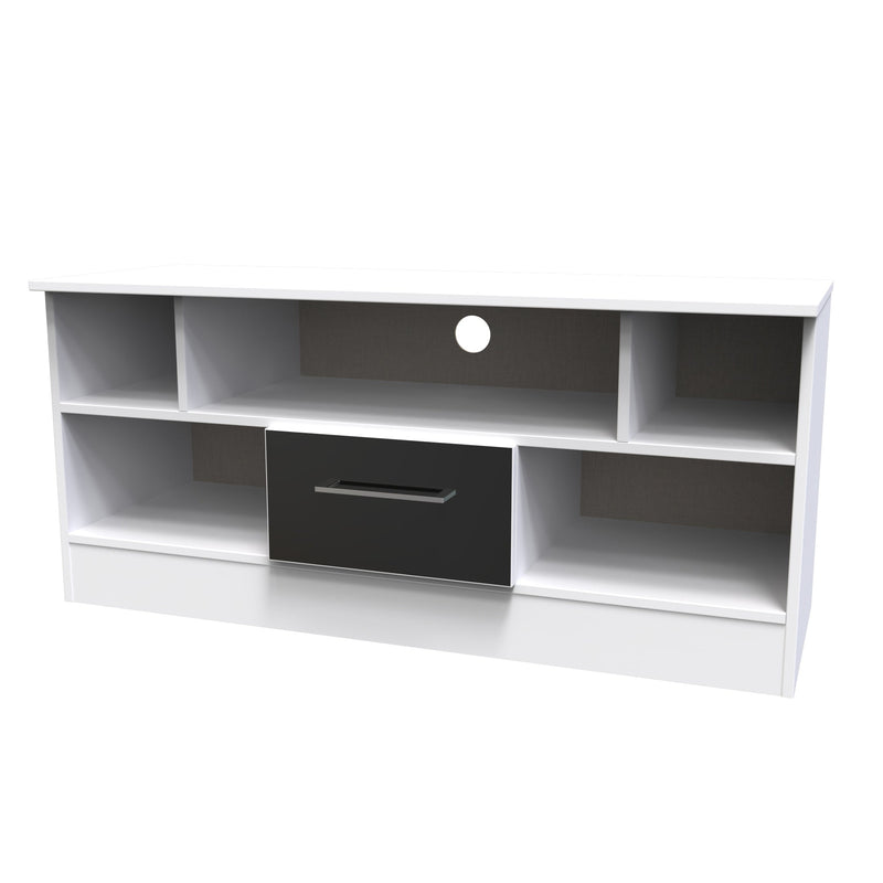 Worcester TV Unit Black & White 5 Shelves 1 Drawer 110cm