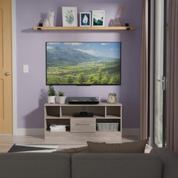 Worcester TV Unit Light Grey 5 Shelves 1 Drawer 110cm