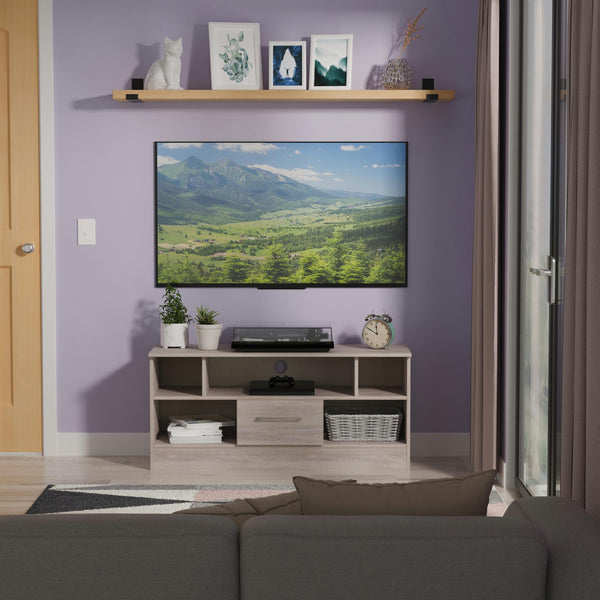 Worcester TV Unit Light Grey 5 Shelves 1 Drawer 110cm
