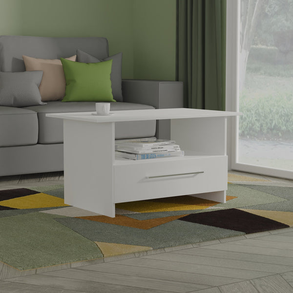 Worcester Coffee Table White 1 Shelf 1 Drawer 93cm