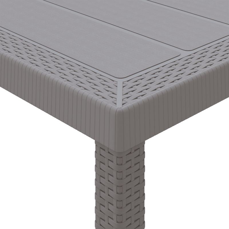 11 Piece Garden Dining Set Light Grey Poly Rattan
