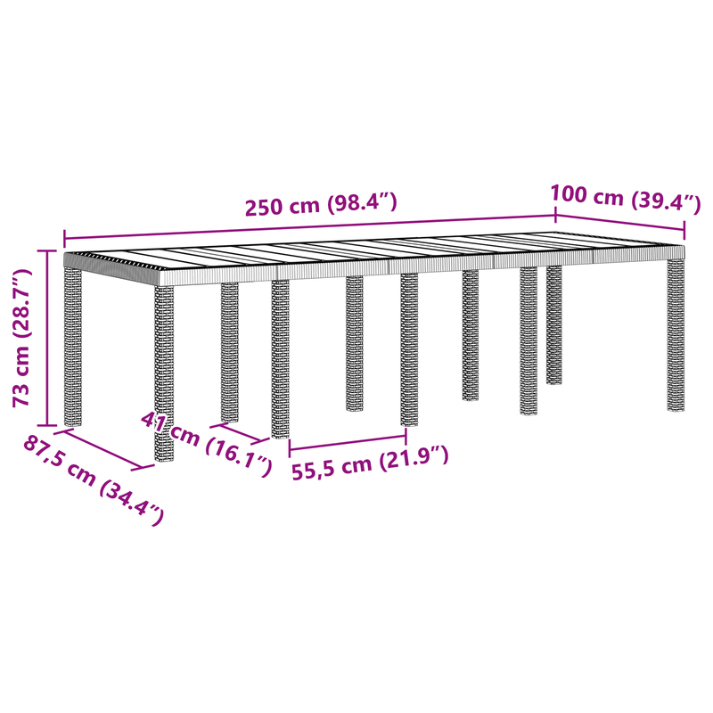 11 Piece Garden Dining Set Light Grey Poly Rattan