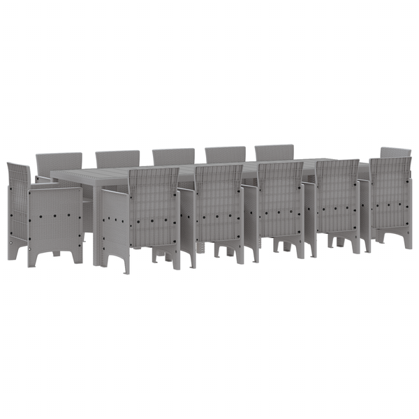 13 Piece Garden Dining Set Light Grey Poly Rattan