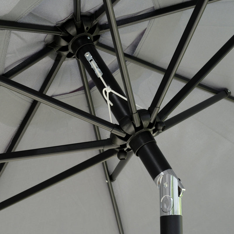 Outsunny 2.66M Patio Umbrella Garden Parasol Outdoor Sun Shade Table Umbrella With Ruffles 8 Sturdy Ribs Charcoal Grey