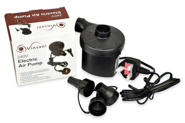 Electric Air Pump for Air Bed Mattress Inflatables Paddling Pool Beach Toys Inflator Deflator 3 Nozzles